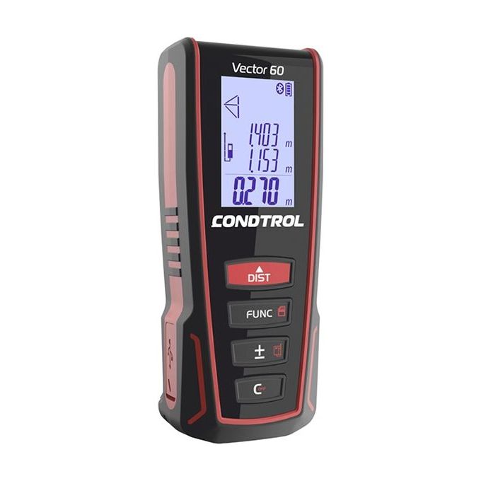 CONDTROL C14104 VECTOR 60 Telemetro Laser Portata 60 m Precisione ±1,5 mm Bluetooth IP54 colore Nero