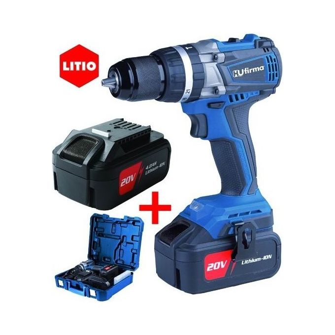 HU-Firma HU-T20B-LI Trapano Avvitatore Brushless a Percussione 20V 4Ah 2 Batterie Litio 65 Nm Mandrino 2-13 mm