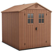 Keter K255781 Darwin Casetta da Giardino Effetto Legno 4,5 m² con Finestre Frontali e Porta a Doppia Anta (190x244x221 cm) colore Marrone