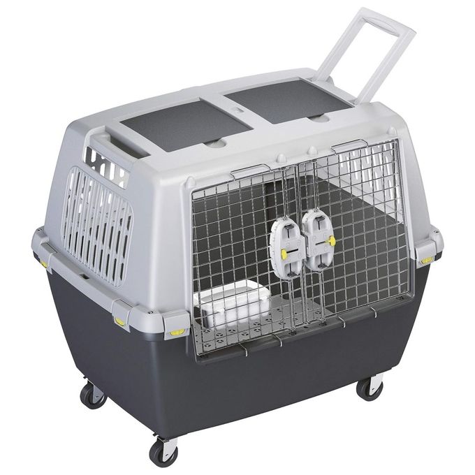 Kerbl 81340 Trasportino per Animali Domestici da Auto Tipo Rigido con Chiusura di Sicurezza e Porta in Metallo colore Nero