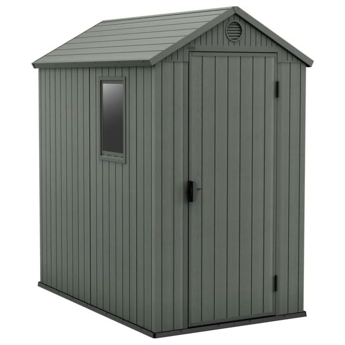 Keter K256872 Darwin Casetta da Giardino Effetto Legno 2 m² 125,8x184,5x205,1H cm colore Verde Salvia