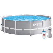 Intex 366X99 Prisma Frame Piscina Fuoriterra Rotonda Grigio 366x99 cm 366x99 cm Con Filtro Single