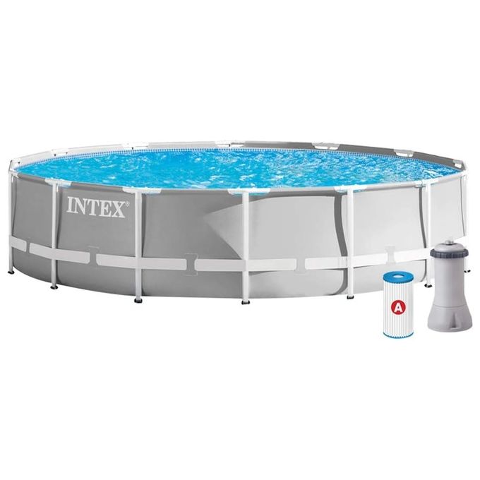 Intex 26720 Piscina Rotonda Fuoriterra Grigio 427X107 cm 427x107 cm Con Pompa Filtro