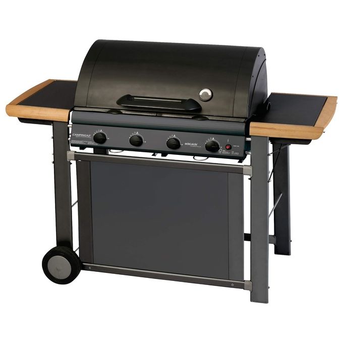 Campingaz 3000001988 Adelaide 4 Classic Extra LDX Barbecue a gas 4 bruciatori 21 kW con fornello laterale 2.3 kW griglia e piastra in ghisa smaltata termometro integrato ruote bloccabili colore Nero