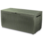 Keter Springwood Verde Baule da Giardino in Plastica Resistente con Design Elegante e Ampio Spazio di Storage per Esterni