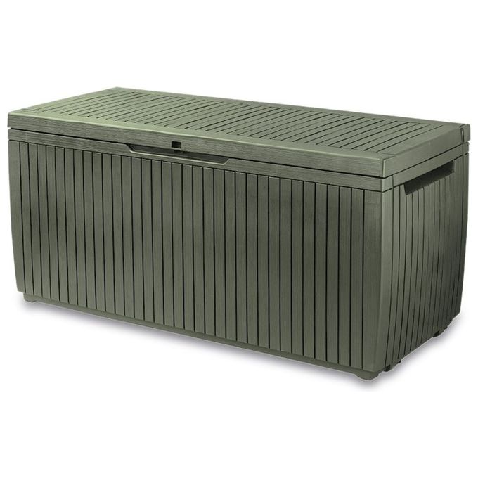 Keter Springwood Verde Baule da Giardino in Plastica Resistente con Design Elegante e Ampio Spazio di Storage per Esterni