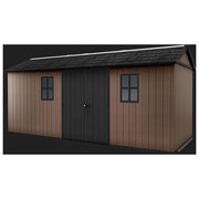 Keter K262005 Newton Plus Casetta da Giardino in Resina EVOTECH+ 10,37 m² Doppia Porta con Rampa Struttura Rinforzata colore Marrone