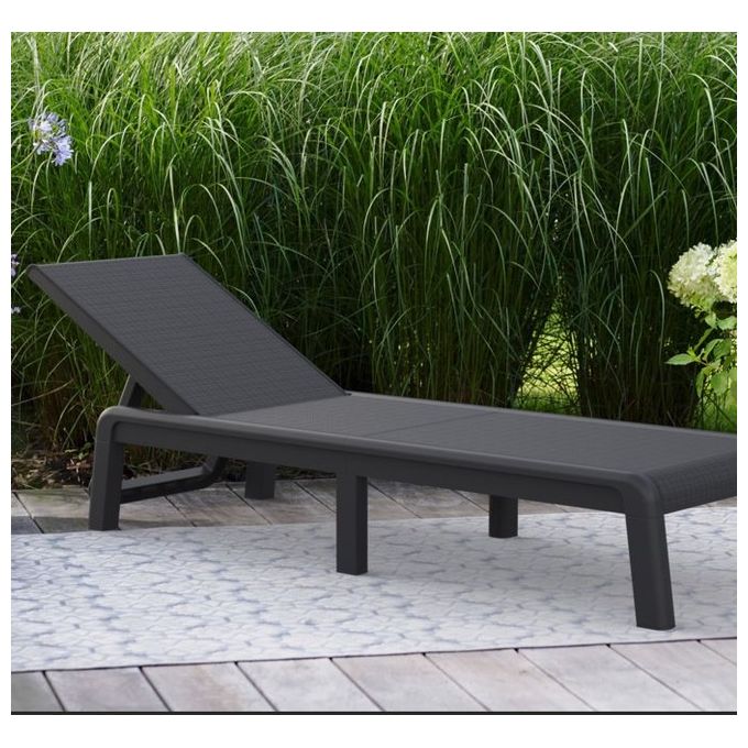 Keter K262886 Mallorca Lettino Prendisole Ripiegabile con 4 Regolazioni Schienale 9° 30° 50° 70° Effetto Juta colore Graphite
