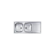 CM 011557.S1.01.2016 Mondial Lavello da Incasso 2 Vasche con Gocciolatoio a Destra 116x50 cm Sopratop Acciaio Inox AISI 304 colore Inox