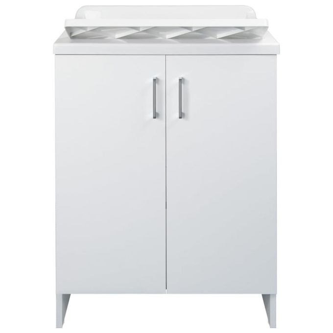 Negrari 7002AK Lavatoio con Mobile in Nobilitato Idrofugo Vasca in Polipropilene Resistente agli Acidi Asse di Lavaggio Incluso Sifone Autopulente (45x50x85 cm) colore Bianco