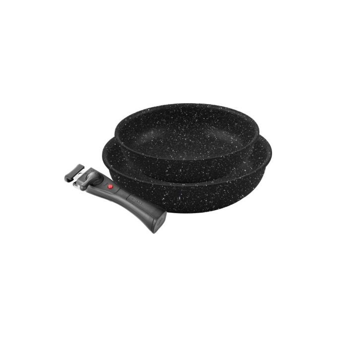 Ballarini 8003150524152 Bolzano Set 3 pezzi Padelle Antiaderenti in Alluminio con Rivestimento Granitium e Manico Removibile Smart Click colore Nero