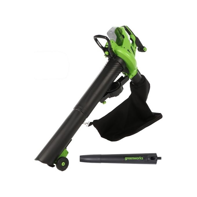 Greenworks GD48BVII Soffiatore Aspiratore a Batteria 48V Brushless 396 km-h Sacco 45 L senza Batteria