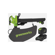 Greenworks GD48BVIIK4 Soffiatore Aspirafoglie a Batteria 48V 4Ah Li-Ion Brushless 396 km-h con Triturazione Sacco 45 L