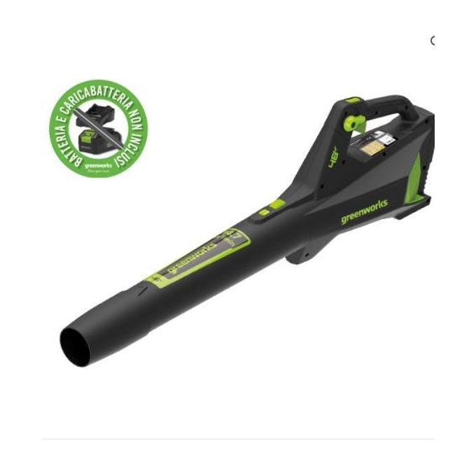 Greenworks GD48AB Soffiatore Assiale a Batteria 48V Brushless 193 km-h 70 CFM Funzione Booster 1.9 Kg