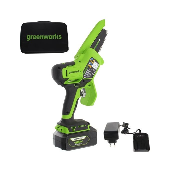 Greenworks GD48MCS10XK2 Sega Potatrice a Batteria Brushless 48V 2Ah Lama 10 cm Kit con Batteria e Caricabatteria