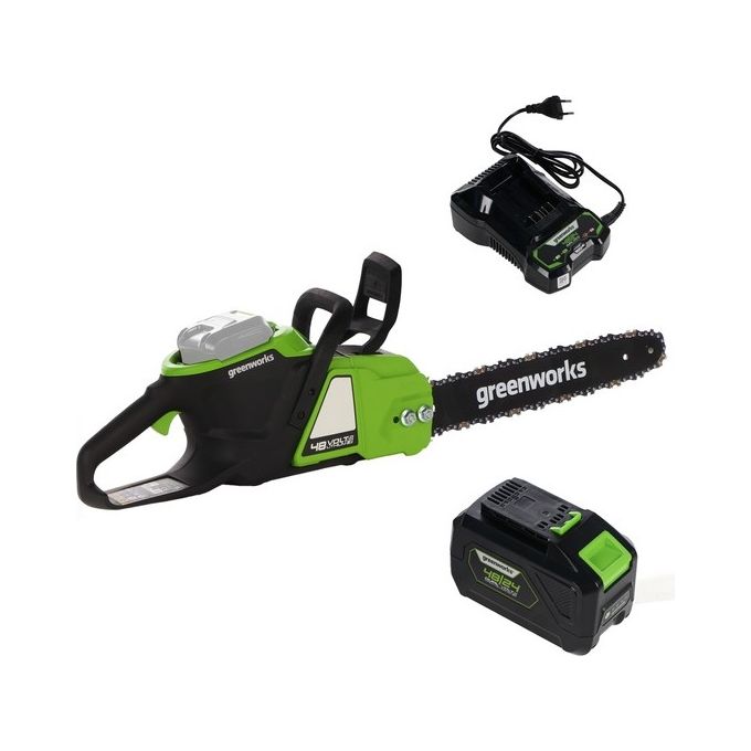 Greenworks GD48CS36K4 Motosega a Batteria 48 V con Motore Brushless Barra 36 cm Batteria 4 Ah inclusa colore Nero