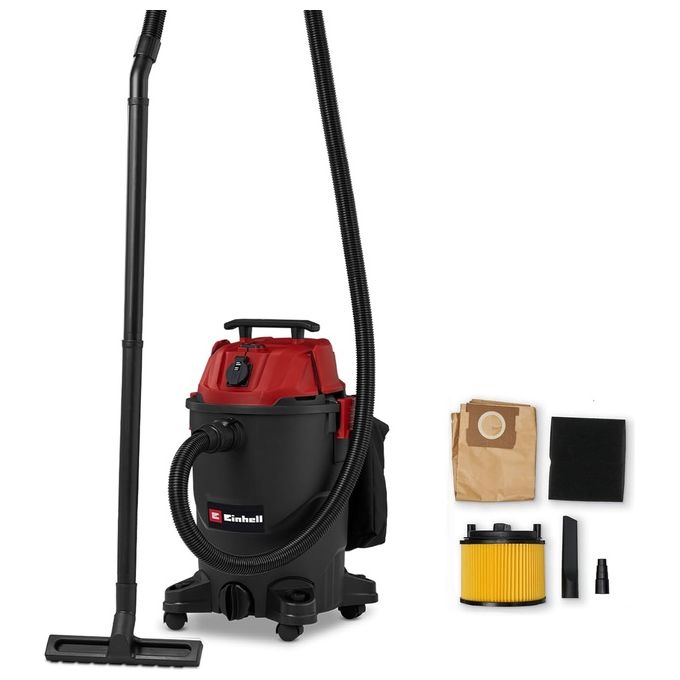 Einhell 2347430 TC-VC 3055 A Aspiratore a secco e umido 30 L 850 W 190 mbar con presa automatica e 4 ruote orientabili colore Rosso