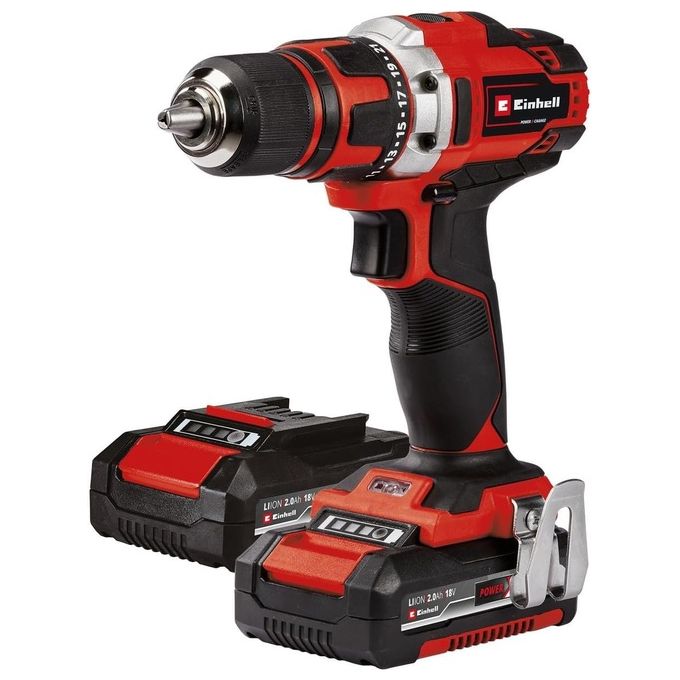 Einhell 4514228 TE-CD 18-40-1 Li Trapano avvitatore a batteria 18 V 2 velocita' 40 Nm 21 livelli coppia mandrino 13 mm 2 batterie 2 0 Ah colore Nero
