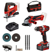 Einhell 4257241 Kit Utensili a Batteria TE-TK 18-3 Li Trapano Avvitatore Smerigliatrice Sega Alternativa 18 V 4,0 Ah con Batteria Caricabatterie Accessori Custodia colore Nero