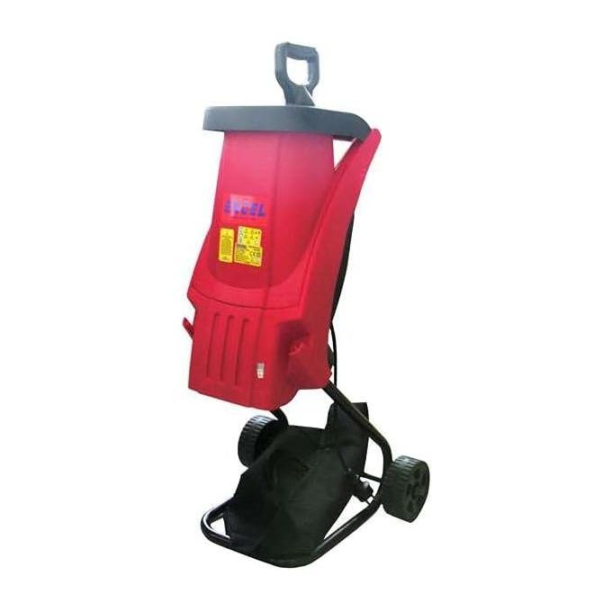 EXCEL 06534 Biotrituratore a 2 Lame Orizzontali 2400W 4500 rpm con Sacco di Raccolta e Ruote colore Nero