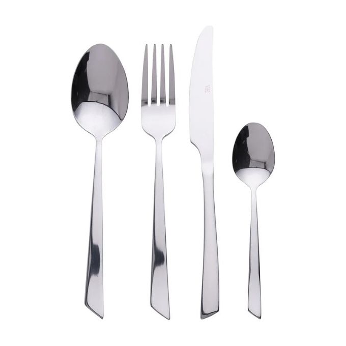 Villa d'Este Home Tivoli 5901279 Cut Set Posate 24 Pezzi Acciaio Inox 18-0 6 Coltelli 6 Forchette 6 Cucchiai 6 Cucchiaini colore Silver Lucido