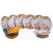 Villa d'Este Home Tivoli 1996 5926673 Flora Servizio piatti 18 pezzi in porcellana 2 posti tavola 2 colori diversi colore Multicolore