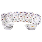 Villa d’Este Home Tivoli 1996 5921794 Botanist Servizio piatti 18 pezzi in porcellana con finitura lucida decori farfalle e fiori con nomi scientifici colore Multicolore