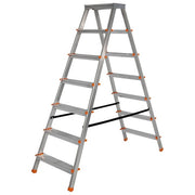 Gierre A511200119GEBA250 STYLO Scala Doppia Salita 6 Gradini + Piano Antiscivolo Portata 150 Kg Altezza 156 cm colore Alluminio