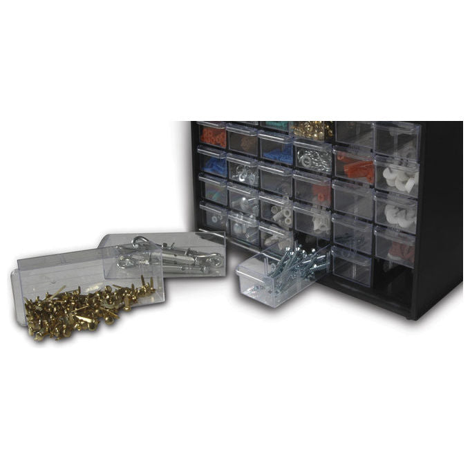 Stanley 1-93-981 Cassetta Multiuso con 39 Cassetti Trasparenti e Resistenti Impilabile e Montabile a Parete Dimensioni 13,23x6,3x17,52 cm colore Nero