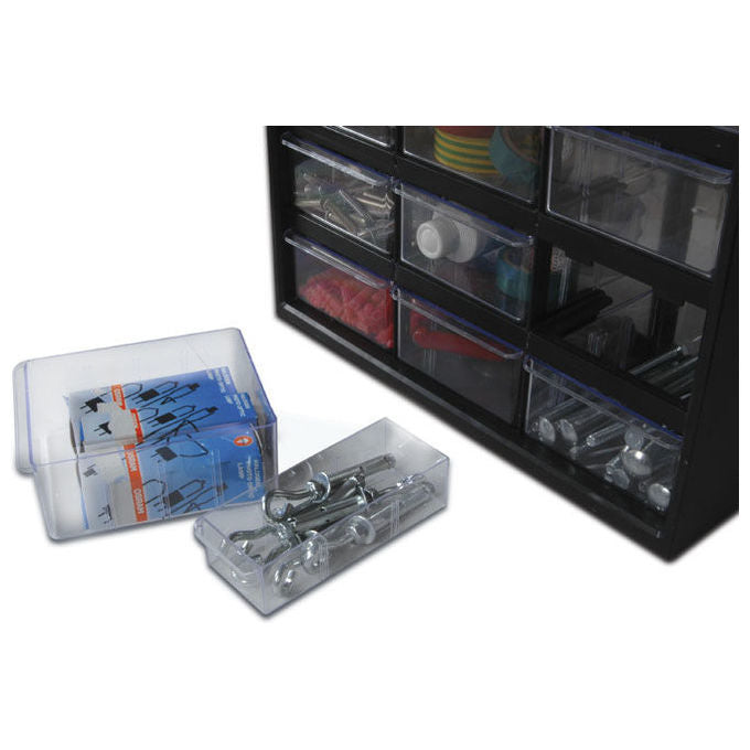 Stanley 1-93-981 Cassetta Multiuso con 39 Cassetti Trasparenti e Resistenti Impilabile e Montabile a Parete Dimensioni 13,23x6,3x17,52 cm colore Nero