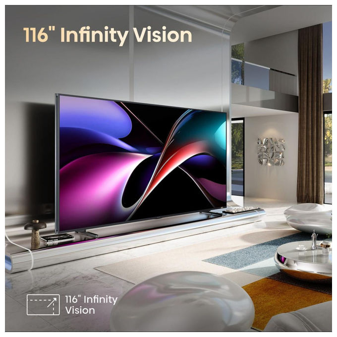 Hisense 116UXQ Smart TV Mini LED ULED 116'' 4K UHD 165 Hz 8000 nit Dolby Atmos Wi-Fi 6 colore Nero