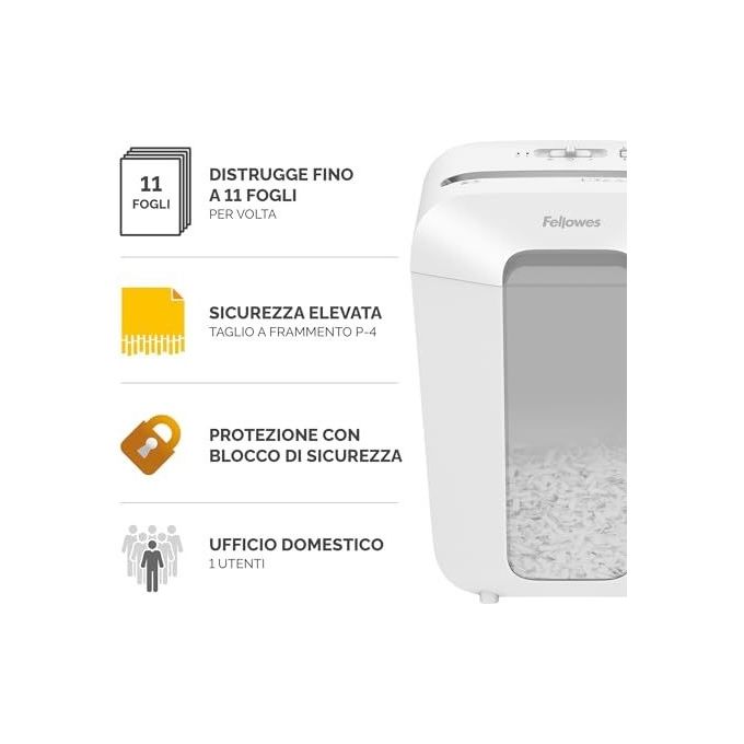 Fellowes Powershred LX 70 Distruggi Documenti a Frammento Bianco