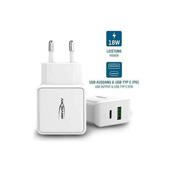 Ansmann Home Caricatore Usb 18W con Power Delivery e Quick Charge 3.0 Bianco