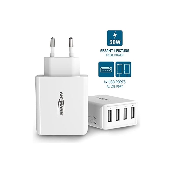 Ansmann Home HC430 Caricatore USB a 4 Porte da 30W 3000mA Bianco