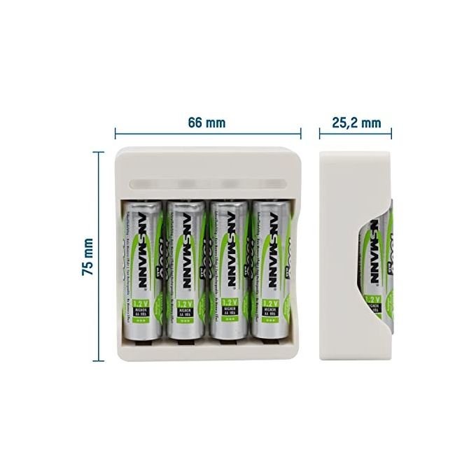 Ansmann Caricabatterie Basic IV con 4 x AA 1300mAh Akku