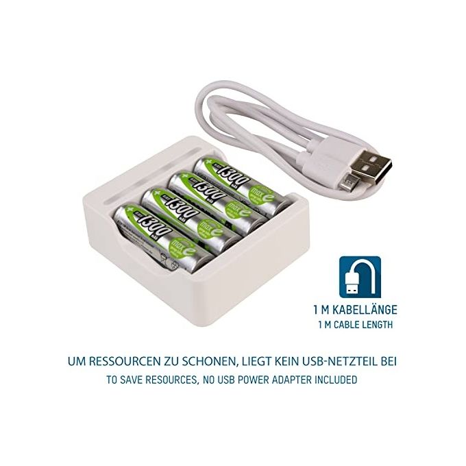 Ansmann Caricabatterie Basic IV con 4 x AA 1300mAh Akku