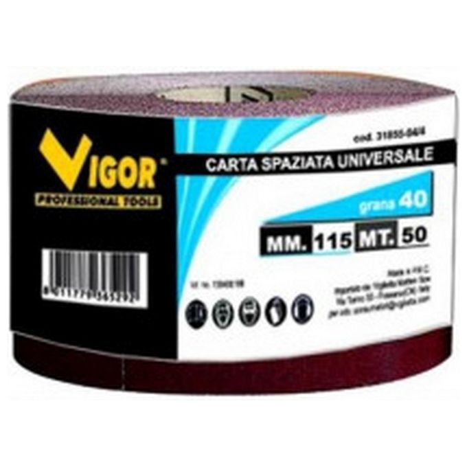 Vigor 3185510 Carta Abrasiva Spaziata Universale 115 mm 50 mt 100 gr colore Non Specificato