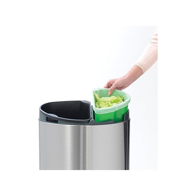 Brabantia 8710755100680 Touch Bin New Recycle Pattumiera 33 Litri Apertura Soft-touch Doppio Secchio Interno in Plastica colore Acciaio Opaco