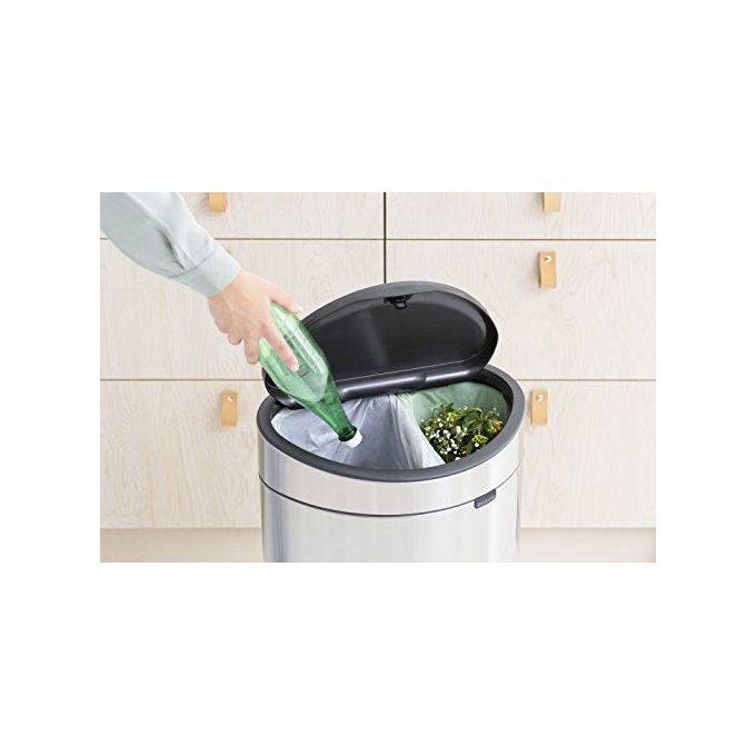 Brabantia 8710755100680 Touch Bin New Recycle Pattumiera 33 Litri Apertura Soft-touch Doppio Secchio Interno in Plastica colore Acciaio Opaco