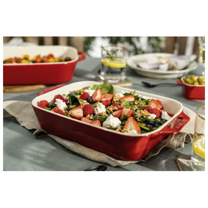 Staub 40508-171-0 Staub Ceramique Set di 3 Pirofile Rettangolari in Ceramica Antigraffio Facile da Pulire Impilabile colore Ciliegia