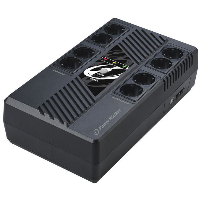 PowerWalker 4260074982664 VI 1000 MS Gruppo di Continuita' Linea Interattiva 1 kVA 600 W 8 prese AC Tipo F USB RS-232 colore Nero