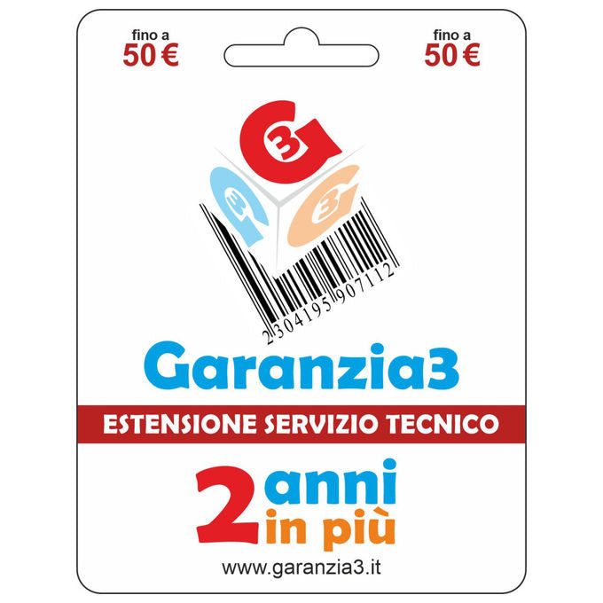 Garanzia3 Estensione di servizio tecnico 2 anni in piu' con massimale di copertura a 50 euro