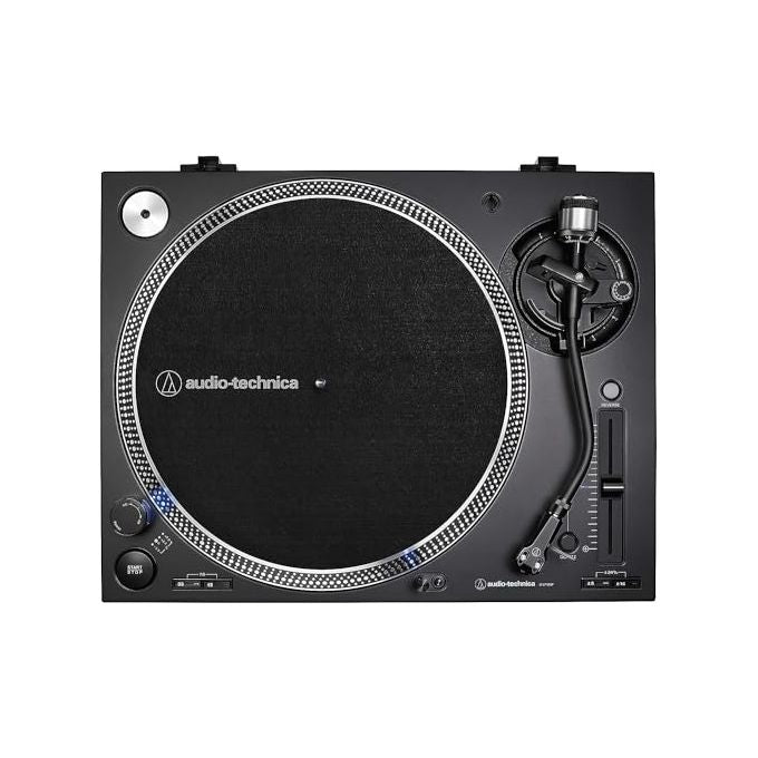 Audio-Technica AT-LP140XPBK Piatto per DJ ad azionamento diretto Motore CC Senza Spazzole 3 Velocita' 33 1-3 45 78 Giri-min Controllo Pitch Quarzo +-- 8% +-- 16% +-- 24% Braccio a S Regolabile Testina AT-XP3 colore Nero