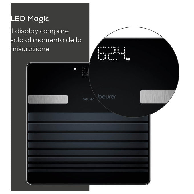 Beurer BF451BT Bilancia Pesapersone Diagnostica Bluetooth 17 Parametri BIA 8 Utenti 180 Kg colore Nero