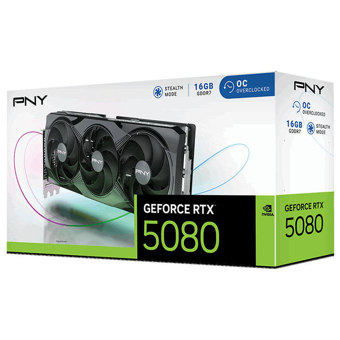 PNY 1051949 Scheda Video GeForce RTX 5080 Overclocked Triple Fan 16GB GDDR7