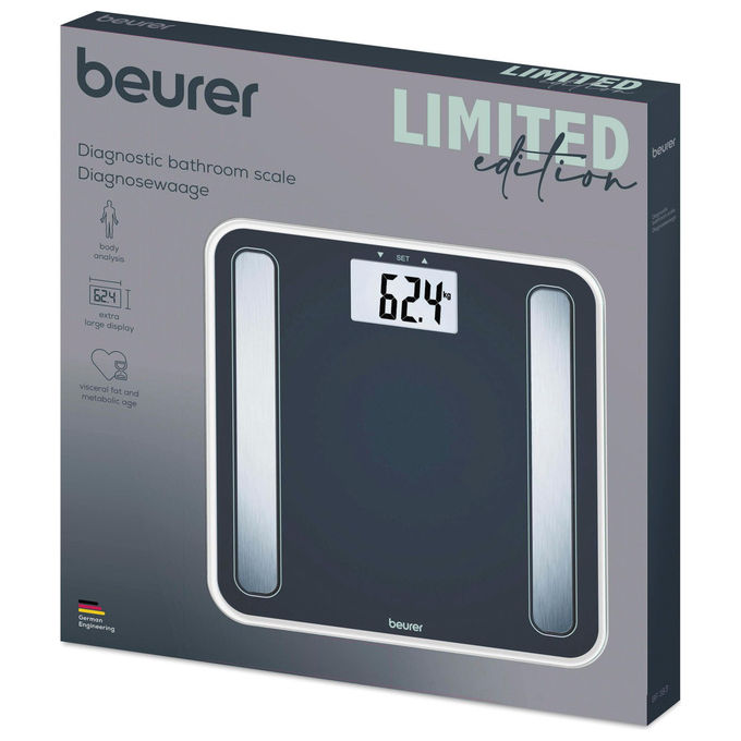 Beurer 10717 BF 183 Bilancia pesapersone elettronica 180 Kg Analisi Corporea LCD Acciaio inox colore Bianco
