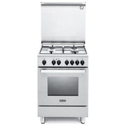 De Longhi DMW 64 ED Linea Design Cucina a Gas Libera Installazione Forno Elettrico 4 Fuochi Classe energetica A Coperchio in Cristallo 6 Funzioni 60 cm Bianco