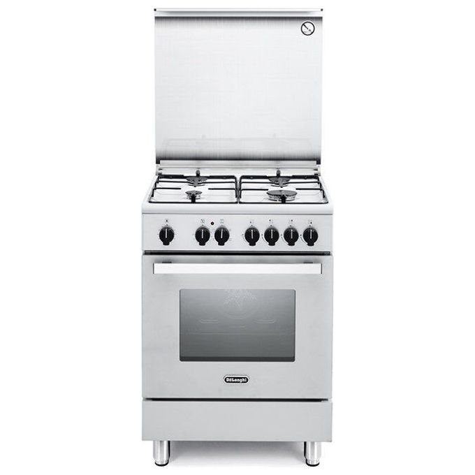 De Longhi DMW 64 ED Linea Design Cucina a Gas Libera Installazione Forno Elettrico 4 Fuochi Classe energetica A Coperchio in Cristallo 6 Funzioni 60 cm Bianco