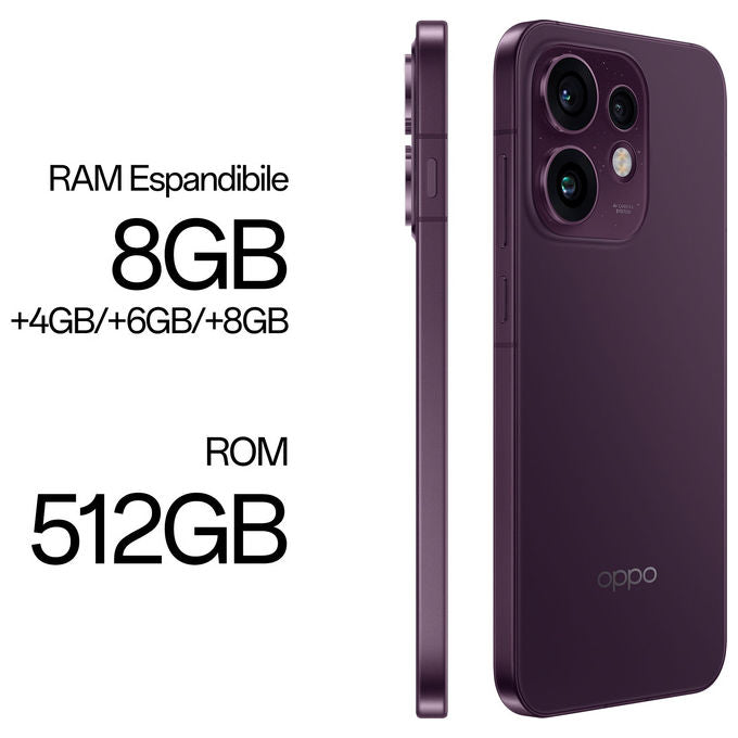 Oppo 110010237513 Reno16 5G Smartphone Tripla Fotocamera 50MP+50MP+50MP Display 6.32'' AMOLED 120Hz RAM 8GB ROM 512GB Batteria 6000mAh Ricarica 80W colore Viola