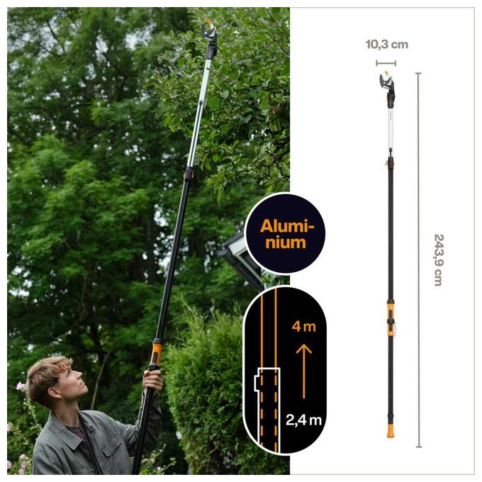 Fiskars UPX96 X-Series DualAction Svettatoio Telescopico Bypass 32 mm portata 6 m testa rotabile 230 gradi